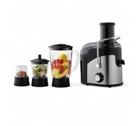 Royal Swiss Exprimidor 4 en 1 - Centrifugadora de 900 W con licuadora, picadora y molinillo de café - Contenedor de pulpa de 1,6 L - Apto para frutas y verduras