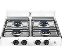 Royal Swiss® Hornillo de Gas 4 Fuegos LPG - Cocina de Gas Portátil 2,2 kW, Quemadores de Aluminio, Estable y Segura, para Camping, Jardín, Food Truck, Hogar