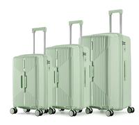 ROYAL SWISS Juego de 3 maletas de polipropileno (PP) - Carro rígido de 20/24/28 pulgadas con cerradura de combinación TSA, ruedas dobles 360°, diseño en X, verde claro
