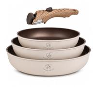 Royal Swiss® - Juego de estufas, 4 unidades, con punta extraíble, revestimiento de mármol, inducción, sin PFAS, para todas las fuentes de calor, color negro (beige, 4)