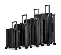 Royal Swiss - Lote de 4 maletas rígidas (4 unidades, cabina y bodega, gran maleta de 23 kg, ruedas dobles giratorias 360°, asa telescópica ajustable, equipaje de viaje moderno, XS S M XL