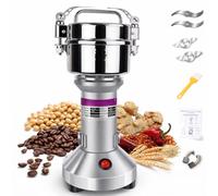 Royal Swiss - Molinillo eléctrico (1800 W, trituradora de granos y especias de 350 g, acero inoxidable, molinillo de cereales, café, harina, hierbas, alta velocidad, cuchillas de 3 capas, seguridad