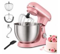 Royal Swiss Robot de cocina amasadora amasadora 5L 1500W - Cuenco de acero inoxidable 5L - 10 velocidades + función pulso - movimiento planetario 360° - batidor, gancho, batidor - silenciador - rosa