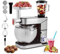 Royal Swiss - Robot de cocina multifunción (10 L, con mezclador y picadora de carne, potente 3 en 1, 10 L, 2000 W, color plateado