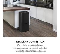 Royal Trash Matte Black Cubo de basura con sensor 72 litros acero inoxidable color negro mate Klarstein