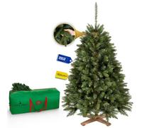 Royal Trees Árbol de Navidad artificial de 150 cm, abeto siberiano con 578 puntas y soporte de madera, árbol realista de aspecto denso y verde, incluye bolsa de almacenamiento