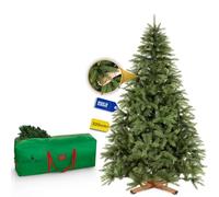 Royal Trees Árbol de Navidad artificial de 220 cm, abeto escandinavo artificial, denso con 905 puntas, árbol de abeto grande y realista, incluye soporte de madera estable y bolsa de almacenamiento