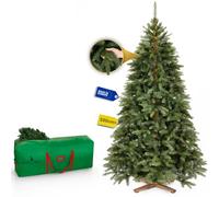 Royal Trees Árbol de Navidad artificial de 220 cm - Abeto siberiano artificial con 1224 puntas y 101 ramas, árbol de Navidad natural, verde, denso, con soporte de madera y bolsa de almacenamiento