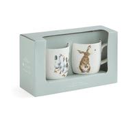 Royal Worcester Wrendale Deigns Hare & Bee and Quaackers - Juego de tazas de cerámica (0,3 L), diseño de pato y liebre