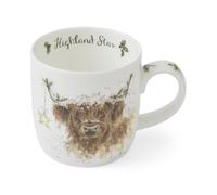 Royal Worcester Wrendale Deigns Highland Star - Taza de cerámica (0,3 L), diseño de vaca de las tierras altas