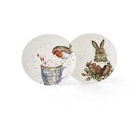 Royal Worcester Wrendale Deigns - Juego de 2 platos (16 cm), diseño de petirrojo y conejo