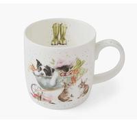 Royal Worcester Wrendale Deigns Sleeping on The Job - Taza de cerámica (0,3 L), diseño de perro y gato