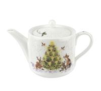 Royal Worcester Wrendale Designs - Tetera con diseño de árbol de Navidad, 1 pinta, diseño ilustrado de Hannah Dale, hecha de porcelana, apta para lavavajillas