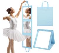 ROYALAY Espejo plegable de longitud completa con asa, 47 x 13 pulgadas, espejo portátil de viaje y detrás del escenario (azul)