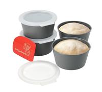 RoyalFay Juego de 4 cajas para hacer pizza, cajas de masa de plástico orgánico reciclable con tapa, apilables para masa de pizza, masa madre e ingredientes - Fabricado en Alemania