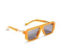 Royaltail Gafas de sol rectangulares Professor Trump para hombre y mujer, 100% protección UV, talla M, protección ocular, seguridad, fiesta, estilo y conducción, Orange Frame Black Lens, M