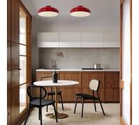 Bamyum Androa Plafón Iluminación Decorativa 40 cm Retro Vintage de Metal - Lámpara de Techo y Mesa de Comedor Rojo-Blanco