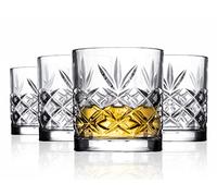 Royalty Art Vasos de whisky - Juego de 4 vasos de cristal de alta calidad con el distintivo diseño Kinsley - Perfecto para bourbon, escocés, whisky y cócteles - Regalo ideal para entusiastas de 10.5