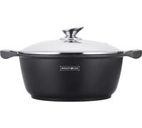 ROYALTY LINE- Cacerola con Tapa de Cristal, Revestimiento de mármol, Modelo RL-gsm, Negro, 24 cm