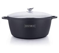 ROYALTY LINE, Cacerola de aluminio 32 cm, Revestimiento antiadherente mármol Greblon, mangos de silicona, compatible con gas, eléctrica, cerámica, halógena, inducción - Mármol, 32 cm, gris