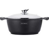 ROYALTY LINE, Cacerola de aluminio de 30 cm, revestimiento de mármol antiadherente, mangos de silicona, compatible con todas las fuentes de calor, ideal para una cocina saludable, color mármol