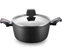 ROYALTY LINE, Cacerola de aluminio forjado con revestimiento de mármol, compatible con gas, eléctrica, cerámica, halógena e inducción - 28 cm, color mármol