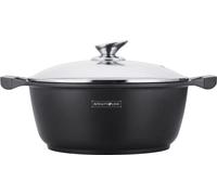 Royalty Line - Cazuela con revestimiento de mármol (20 cm, tapa de cristal, aluminio fundido a presión, revestimiento de mármol), color negro