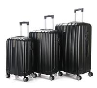 ROYALTY LINE, Juego de 3 Maletas, Ultra Ligeras Rígidas ABS 4 Ruedas Giratorias 360° - Tamaño S 55x38x18cm, M 67x44x24cm, L 76x49x28cm, Doble Correa, Cerradura de Combinación, Asas Reforzadas, Negro