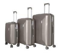 ROYALTY LINE, Juego de 3 Maletas, Ultraligeras Rígidas ABS 4 Ruedas Giratorias 360°, Tamaño S 55x38x18cm, M 67x44x24cm, L 76x49x28cm, Doble Correa, Cerradura de combinación, Asas Reforzadas, Champán