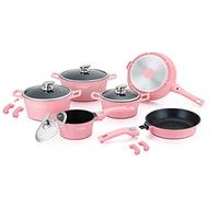 Royalty Line, Juego de utensilios de cocina de aluminio fundido a presión, 14 piezas, revestimiento de mármol, color rosa