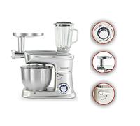 ROYALTY LINE, Procesador de Alimentos Multifunción 1900W Plata RLPKM19007BG-SIL, Tazón de Acero Inoxidable 6.5L, Accesorios Incluidos: Batidor, Batidor, Gancho, Velocidades Inclinadas