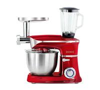 ROYALTY LINE, Procesador de Alimentos Multifunción 1900W Rojo RLPKM19007BG-RED, Bol de Acero Inoxidable 6.5L, Accesorios Incluidos: Batidor, Batidor, Gancho, Seguridad con Rejilla Protectora