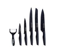 ROYALTY LINE, RLMB5, Juego de 5 cuchillos de cocina de acero inoxidable antiadherentes con mangos ergonómicos, diseño moderno, fácil de limpiar - Negro, tamaño estándar