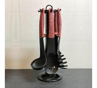 ROYALTY LINE, RLU06, Juego de Utensilios de Cocina Rojo, 7 Piezas con Carrusel, Diseño Moderno, Resistente al Calor hasta 240°C, Fácil de Limpiar, 135 x 135 x 38 cm, Rojo