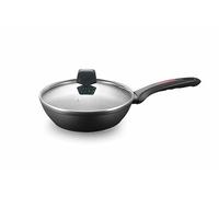 ROYALTY LINE, Sartén profunda en aluminio forjado con revestimiento de mármol, Compatible con Gas, Eléctrica, Cerámica, Halógena, Inducción, Diámetro 24 cm, color mármol negro