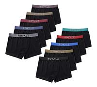 ROYALZ 10 Pack Boxer Estilo de Vida para Hombres Calzoncillos clásicos, 5 Juegos (95% algodón / 5% Spandex), Color:Set 046 (Pack de 10 - Multicolor), Tamaño:L