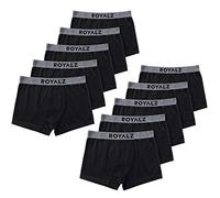 ROYALZ 10 Pack Boxer Estilo de Vida para Hombres Calzoncillos clásicos, 5 Juegos (95% algodón / 5% Spandex), Color:10 x Negro/Cintura - Gris, Tamaño:XXL