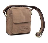 ROYALZ 'Austin' Pequeño Bolso Mensajero para Hombre Bolsa de Hombro Masculinode Cuero Auténtica Mini Bandolera de Piel, Color:Montana marrón