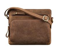 ROYALZ bolso de cuero vintage señoras de cuero genuino 'Carolina del Norte' elegante bolso de hombro de cuero con espacio para smartphone 9,7 pulgadas iPad y más, Color:Nevada Marrón