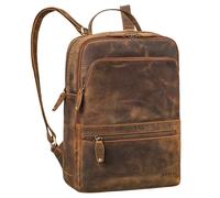 ROYALZ 'Broadway' moderna mochila de cuero genuino señoras hombres tamaño medio-grande - ideal como mochila para portátil 13-14.5 pulgadas para trabajo universidad ocio, Color:Nevada Marrón