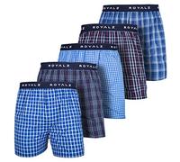ROYALZ Calzoncillo Bóxer Americano Hombre Set de 5 Azul 100 Algodón Estilo American Style Ropa Interior Ancha Paquete 5, Color:Set 001 (Pack de 5 - Multicolor), Tamaño:S