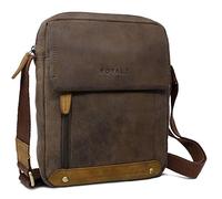 ROYALZ 'Idaho' Bolso Mensajero Pequeño de Cuero Auténtica para Hombre Bolsa de Hombro Masculino Tablet de iPad 10,5 Bandolera de Piel Mini, Color:Montana marrón