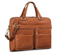ROYALZ maletín para portátil de cuero para hombre/mujer maletín bandolera 'San Francisco' maletín para portátil de 14 pulgadas maletín de negocios vintage, Color:Texas marrón