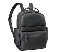 ROYALZ mochila de cuero para hombres 14 pulgadas portátil 'New Orleans' mochila de cuero genuino damas de tamaño mediano de negocios escuela universidad ocio, Color:Negro