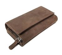 ROYALZ 'Orelia' Cartera de Piel Mujer XXL Bolsillo Grande con Muchos Compartimentos Billetera Bloqueador RFID Monedero Formato apaisado, Color:Montana marrón