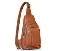 ROYALZ Portofino - Bolso bandolera de piel para hombre, diseño vintage, con compartimento antirrobo, color negro, Columbia Marrón, S