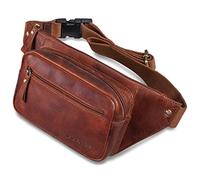 ROYALZ 'Tallahassee' Riñonera de Cuero Bolso para Hombres y Mujeres Bandolera riñonera Estilo Vintage de Piel, Color:Roma Coñac Marrón