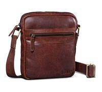 ROYALZ 'Trenton' Pequeño Bolsa Bandolera de Piel Auténtica para Hombre Bolso Mensajero de Cuero Vintage Bolsa de Hombro Masculino, Color:Roma Coñac Marrón