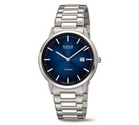 ROYCE concept 3658-02 Reloj para hombre con cristal de zafiro superplano azul oscuro, blanco, clásico, Blanco 1, Clásico