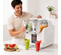 RoyceBee Máquina para Granizados de Sobremesa, Máquina de Granizado con 2 Recipientes de 2L, Panel Táctil Digital, 7 Programas Inteligentes, Dispositivo para Bebidas Congeladas en Casa, Bar White